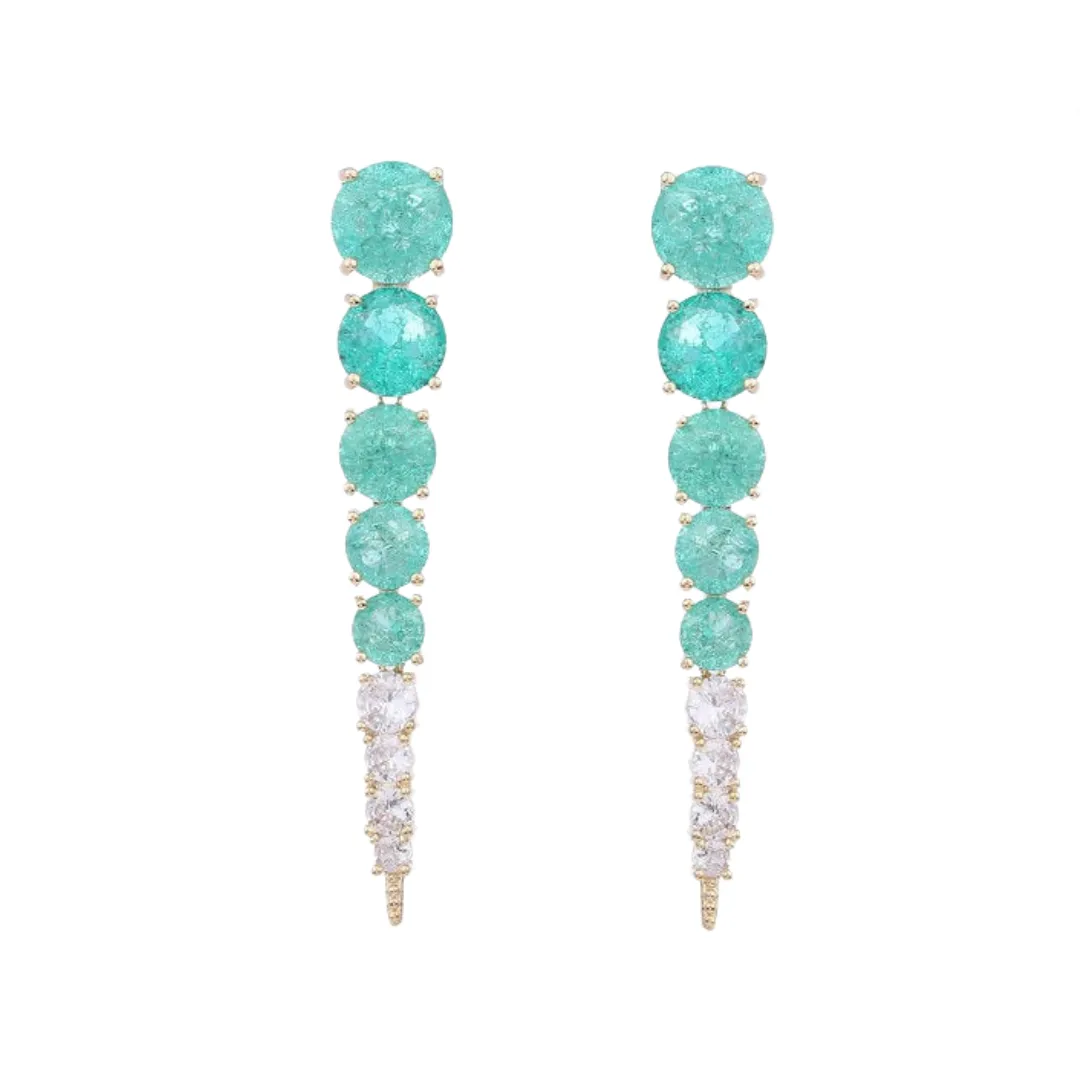 Pre Order:  Ice Cracked Zircon Long Earrings