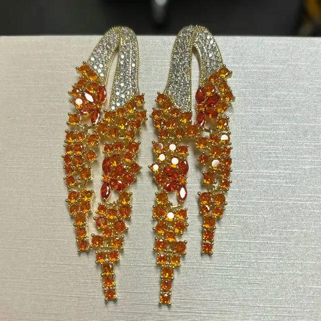 Pre Order:  Zircon Long Tassel Earrings