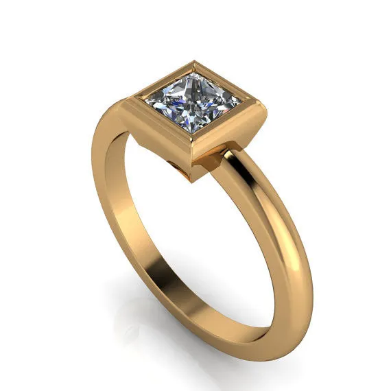 Princess Cut Moissanite Solitaire Engagement Ring - Priscilla