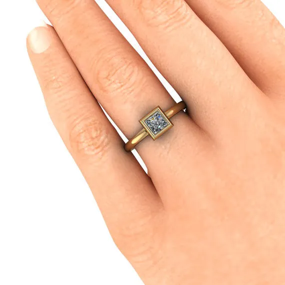 Princess Cut Moissanite Solitaire Engagement Ring - Priscilla