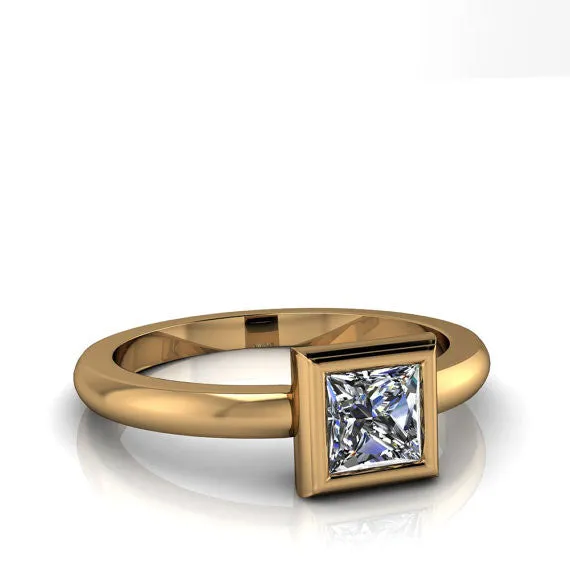 Princess Cut Moissanite Solitaire Engagement Ring - Priscilla