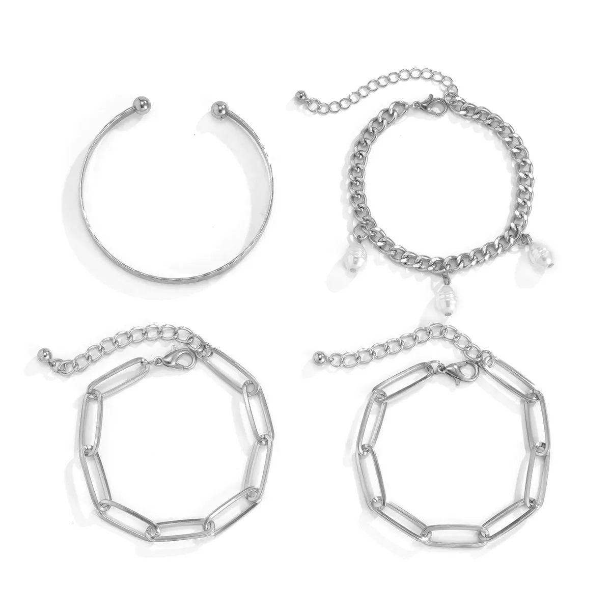 Punk Diamond  Metal Bracelet Set