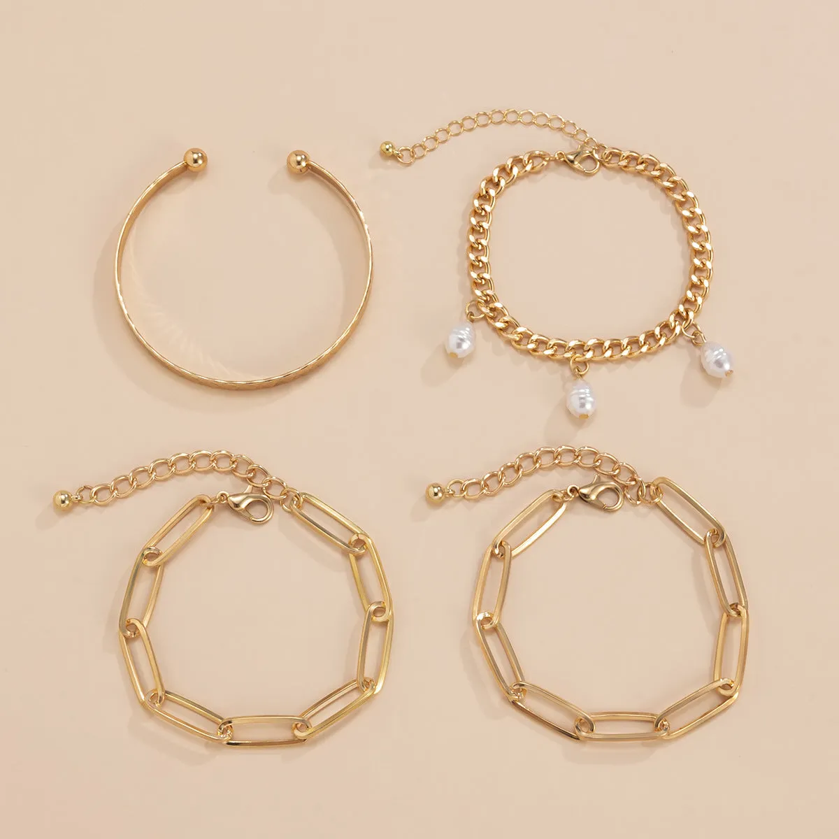 Punk Diamond  Metal Bracelet Set
