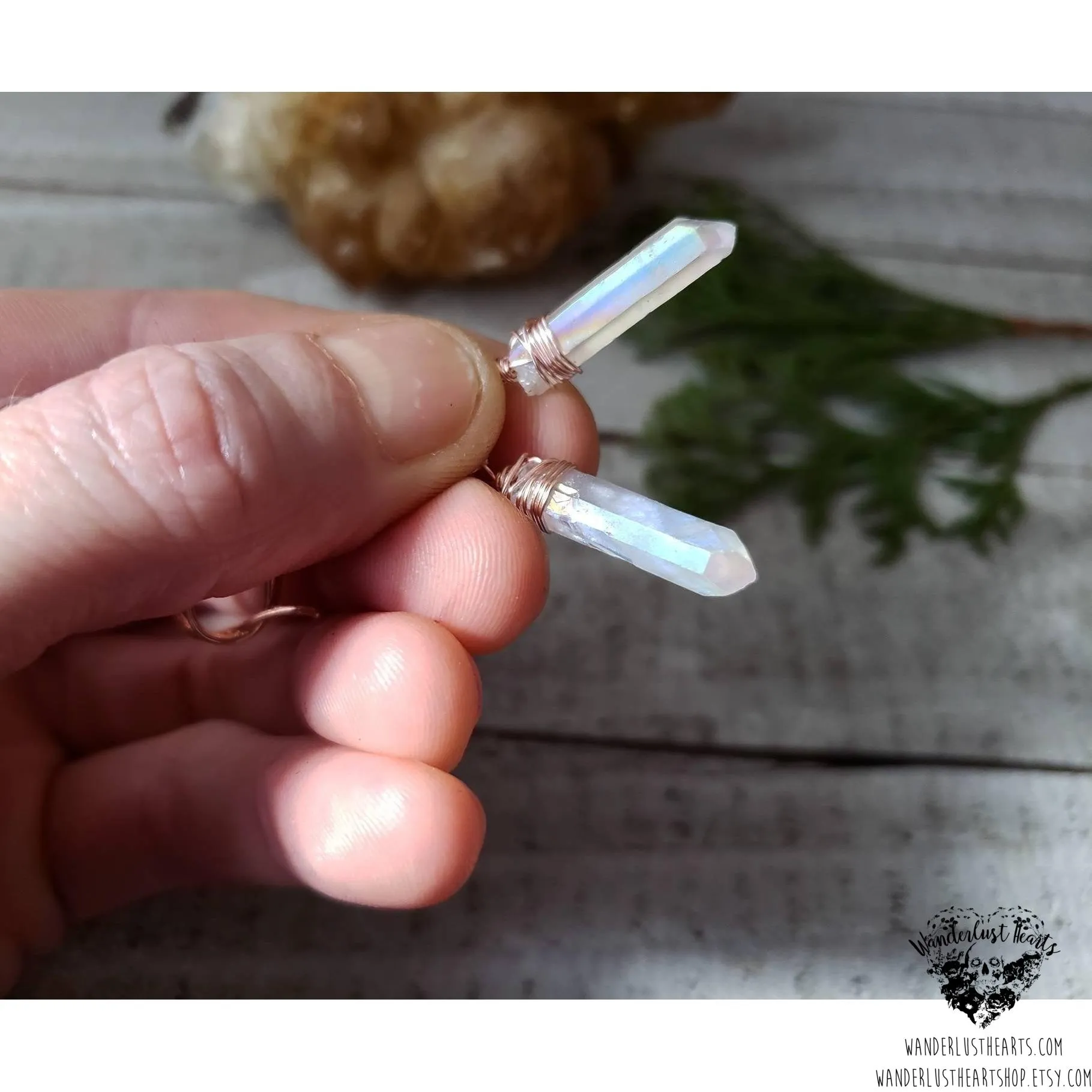 Quartz rose gold chevron earrings