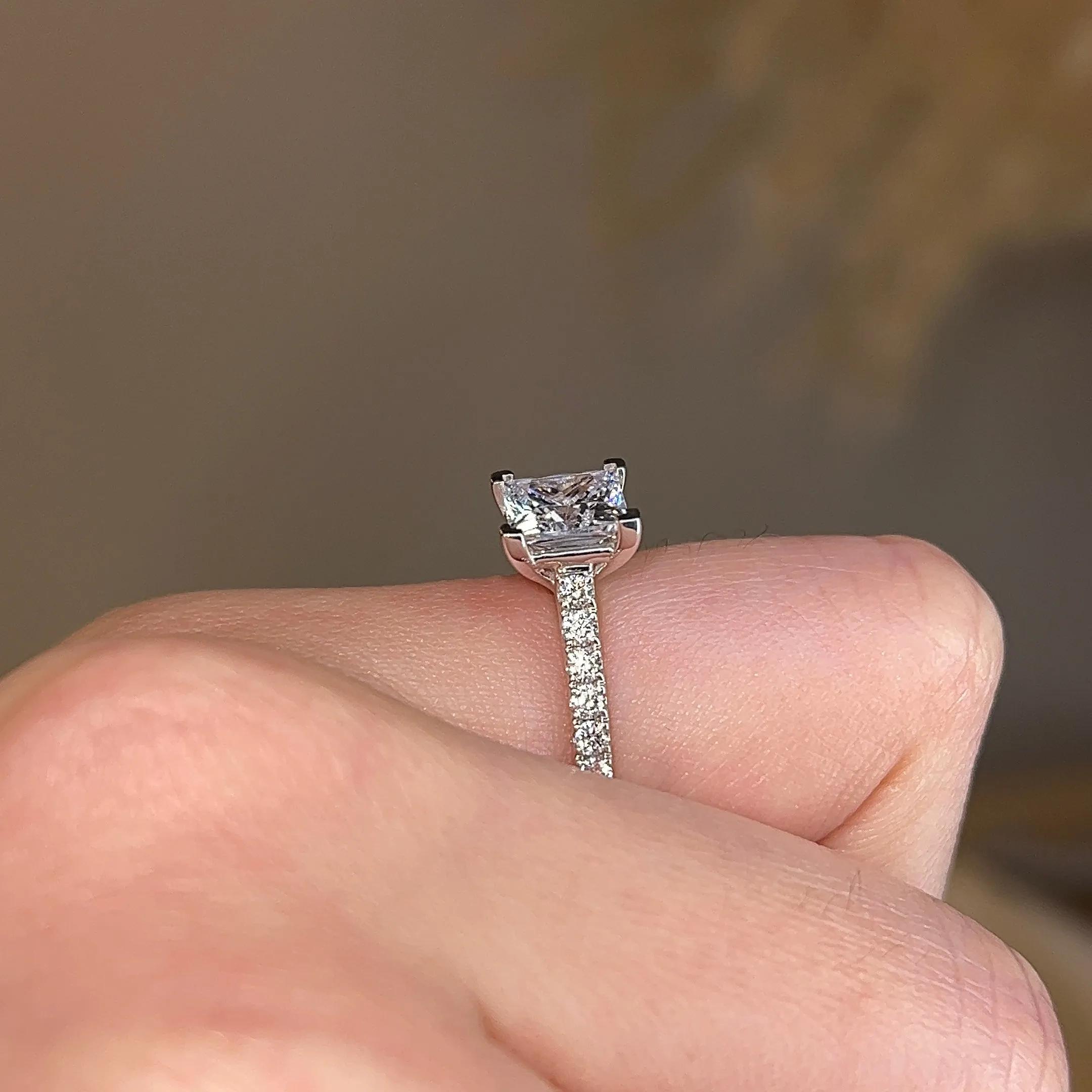 "Chloe" Princess Cut Diamond Scallop Set Diamond Band Engagement Ring DSPC04