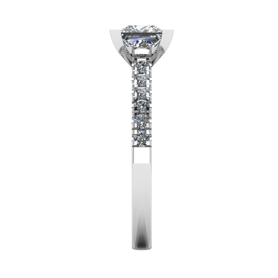 "Chloe" Princess Cut Diamond Scallop Set Diamond Band Engagement Ring DSPC04