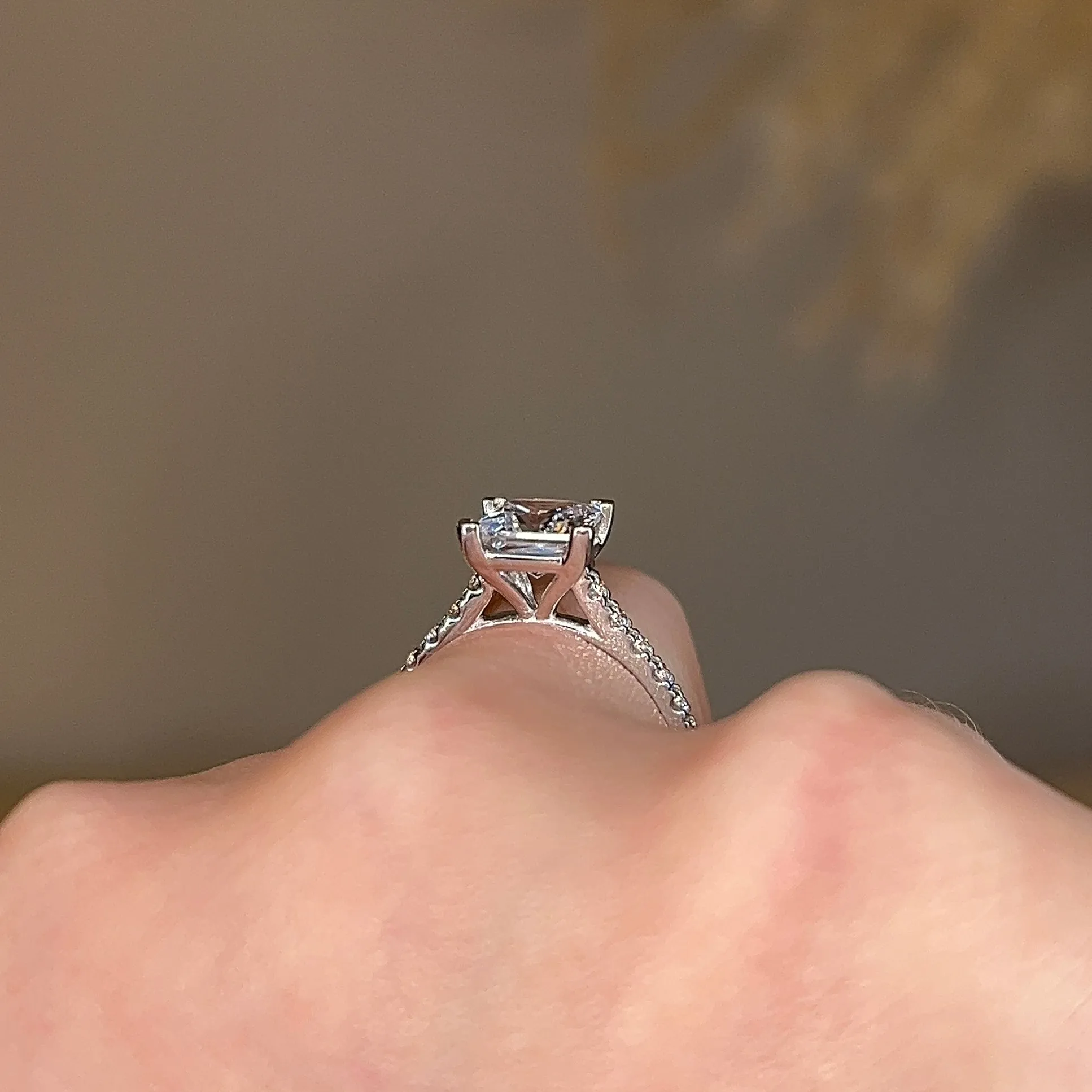 "Chloe" Princess Cut Diamond Scallop Set Diamond Band Engagement Ring DSPC04