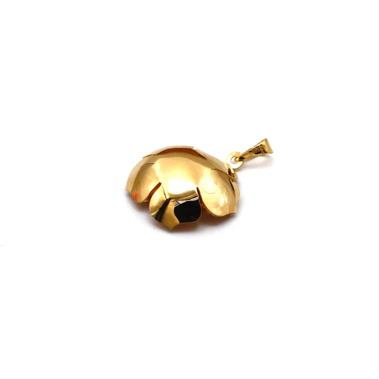 Real Gold 3D Flower Cup With Center Stone Pendant 0918 P 1848