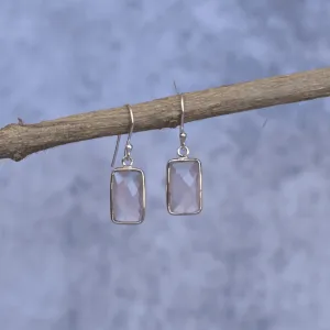 Rectangular Strength - Rose Quartz Earrings