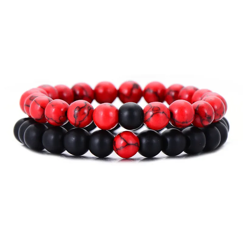 Red & Black Lava 8mm Bracelet