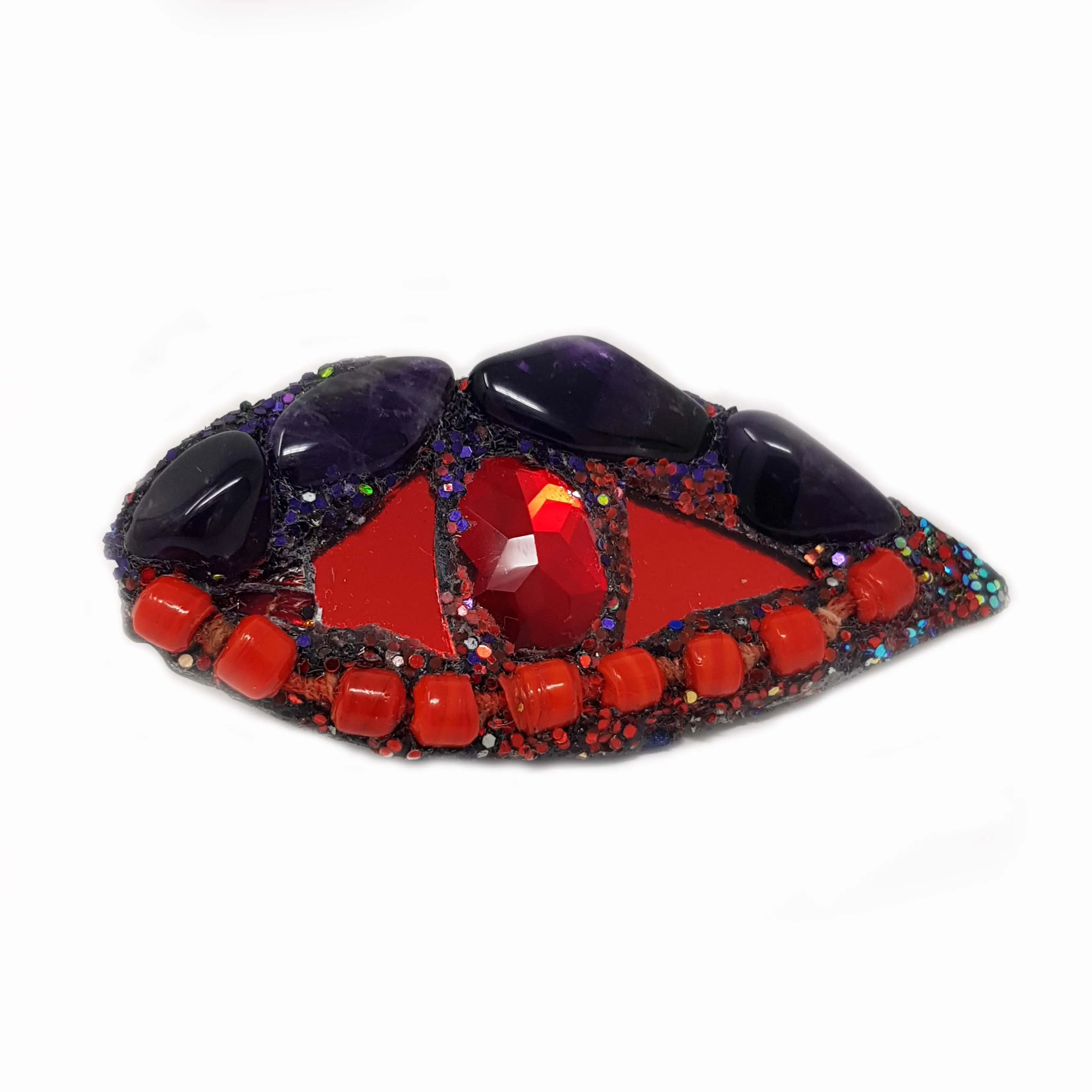 RED & PURPLE EYE BROOCH