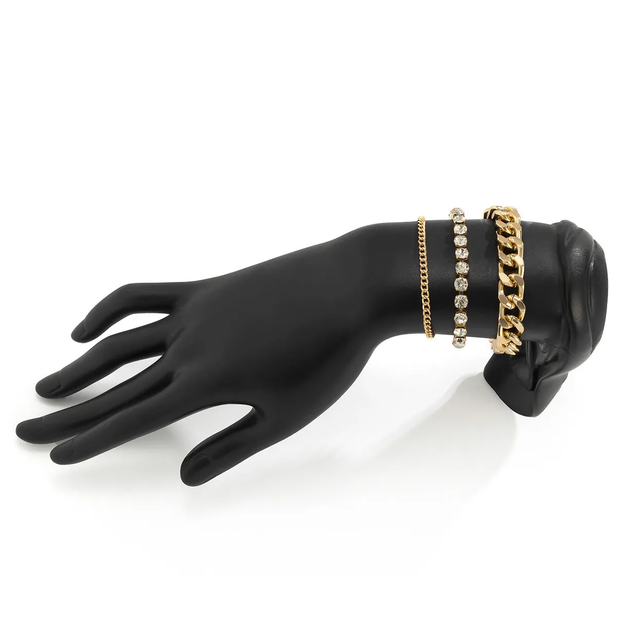 Retro Full Diamond Cross Chain Bracelet Set For Women