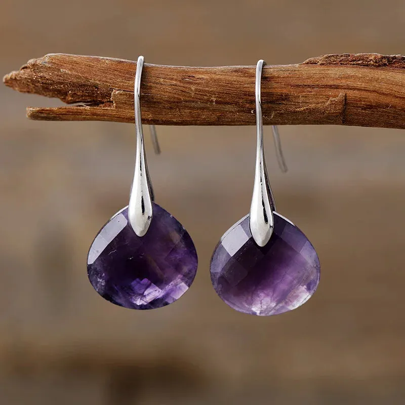 'Ritzy' Amethyst Gold Drop Earrings