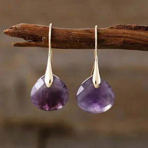 'Ritzy' Amethyst Gold Drop Earrings