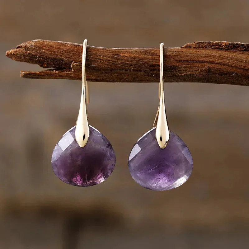 'Ritzy' Amethyst Gold Drop Earrings