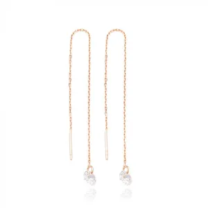 Rose Gold Zircon Thread Earrings - Sterling Silver
