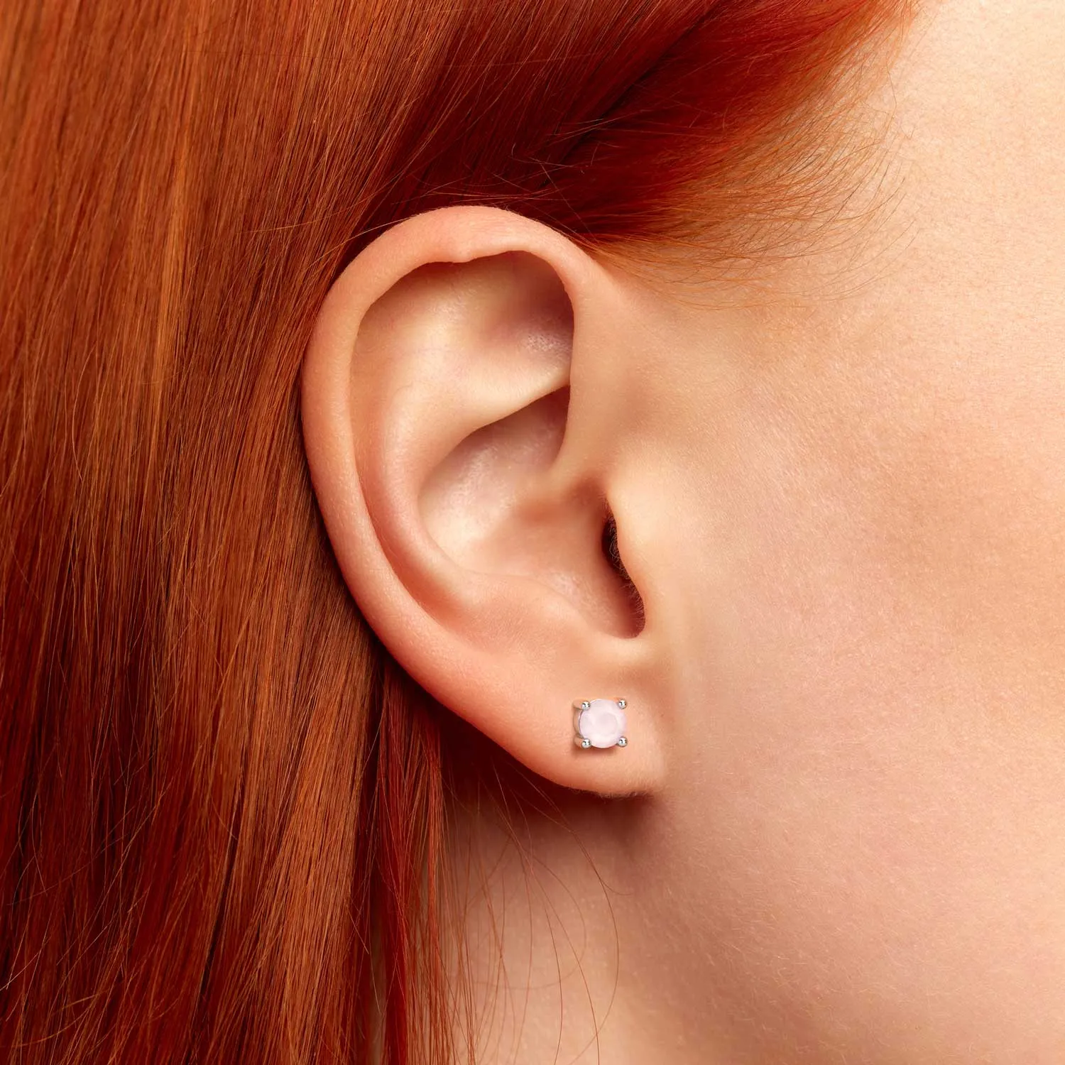 Rose Quartz Stud Earrings - Round Shape - Irosk ®