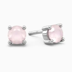 Rose Quartz Stud Earrings - Round Shape - Irosk ®