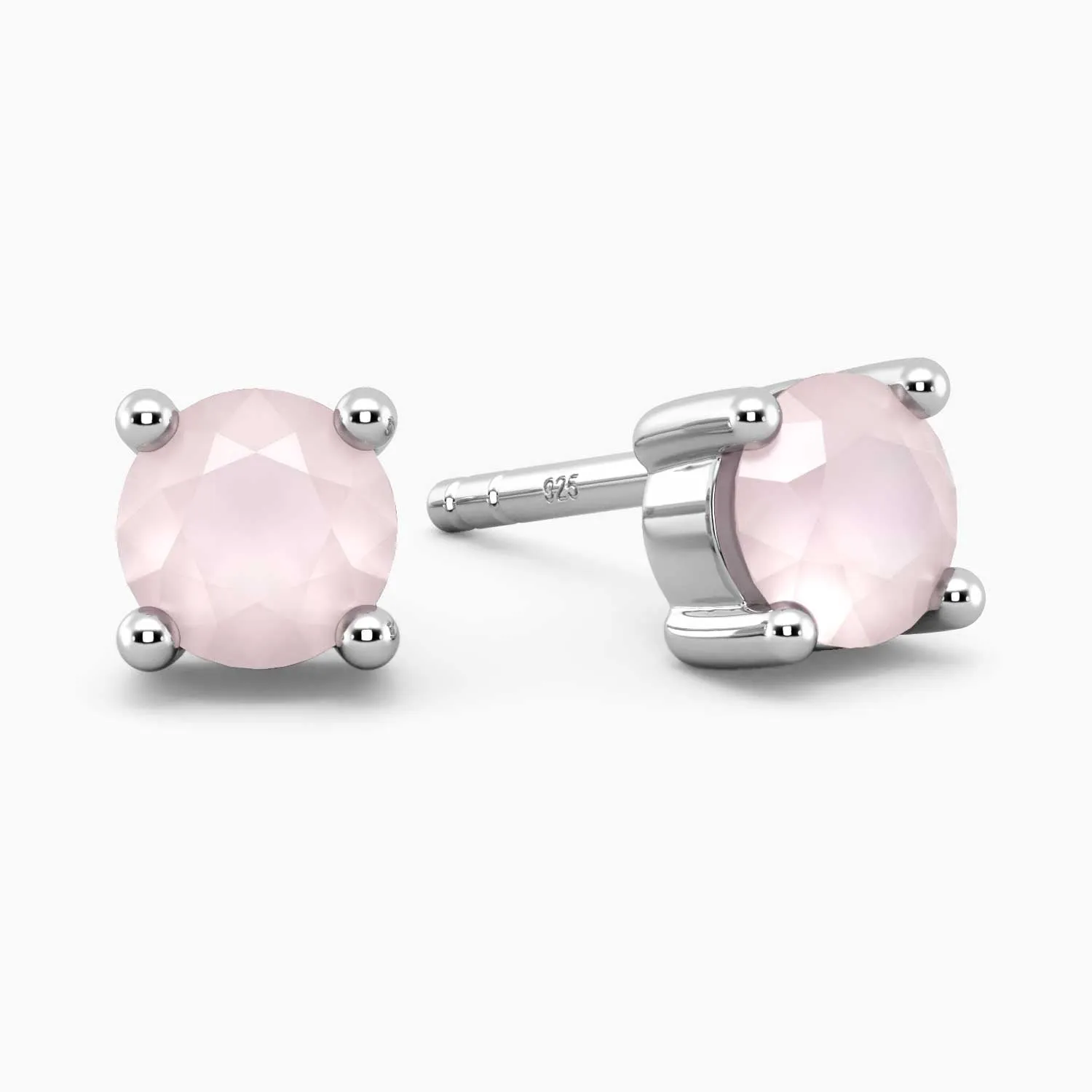Rose Quartz Stud Earrings - Round Shape - Irosk ®