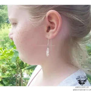 Rose quartz threader earrings