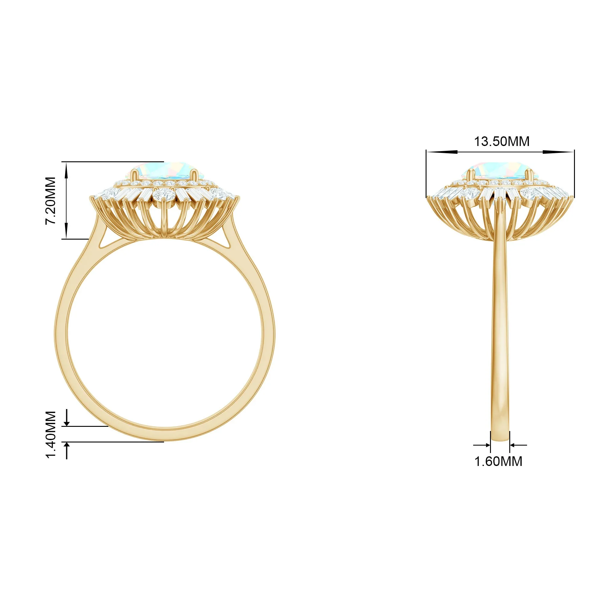 Round Ethiopian Opal Cocktail Ring with Moissanite Double Halo