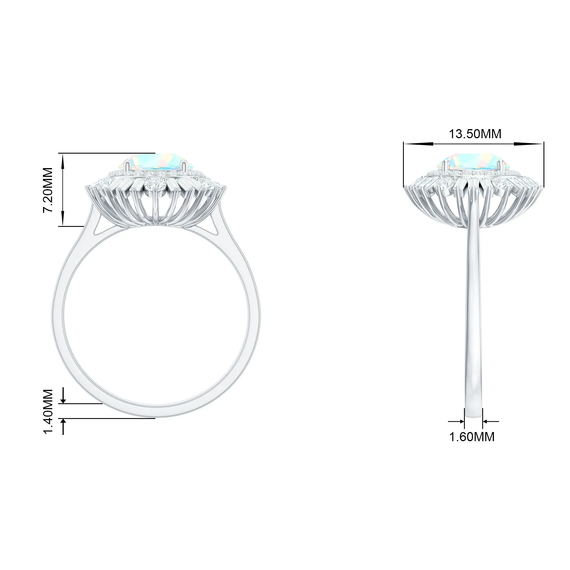 Round Ethiopian Opal Cocktail Ring with Moissanite Double Halo