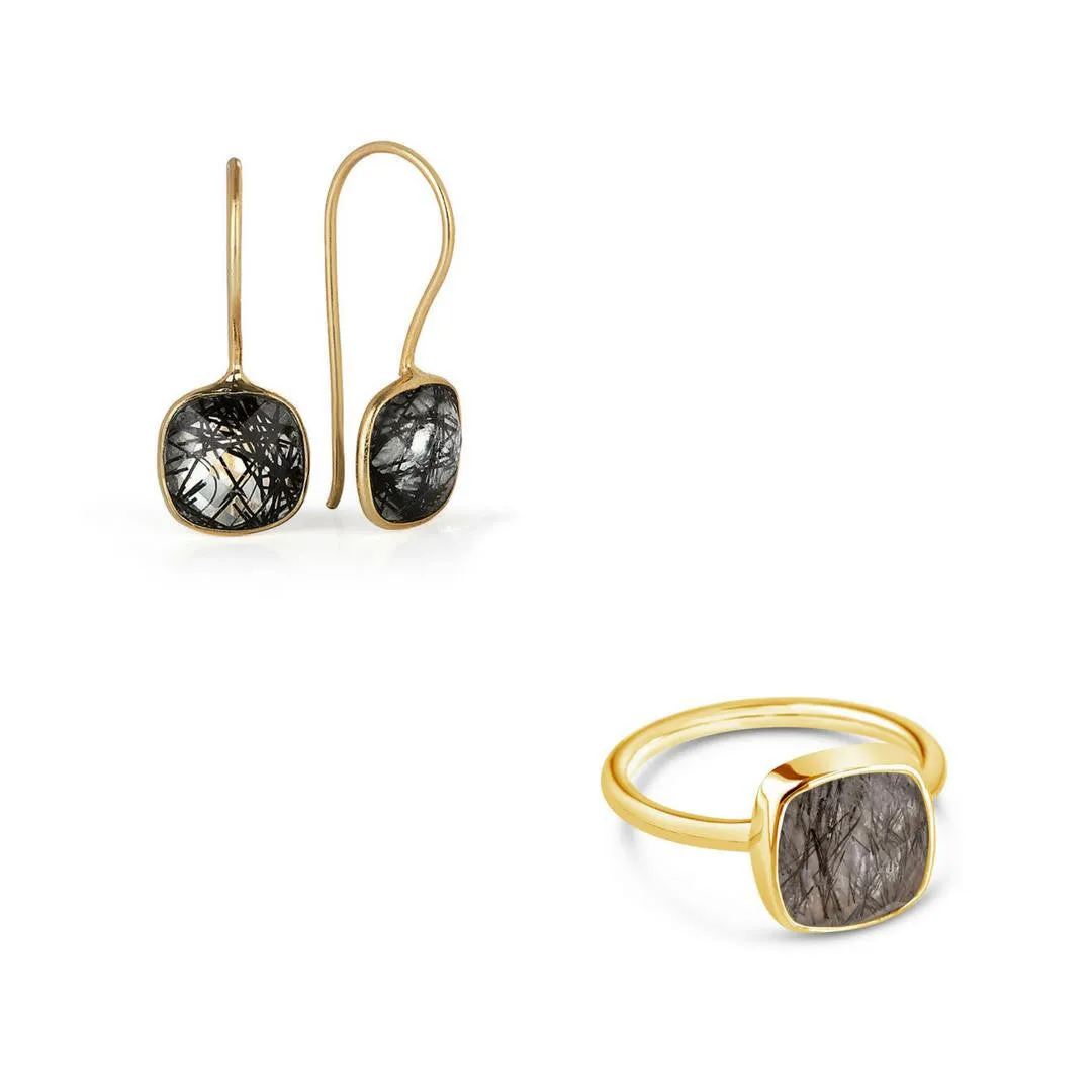 Rutilated Quartz Cocktail Ring | Gold