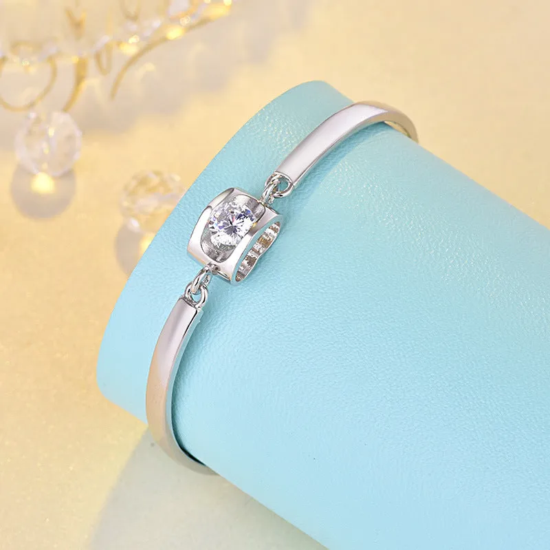 S925 Sterling Silver Heart-Shaped Bracelet