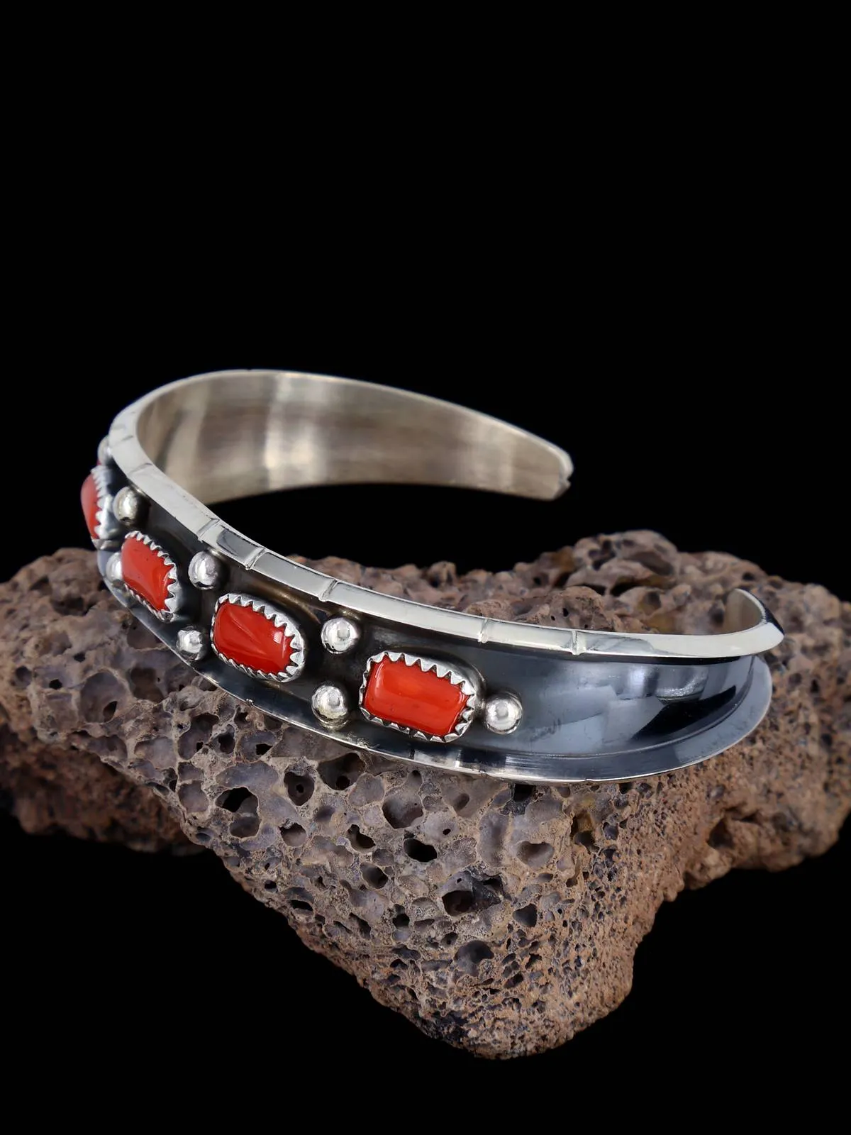 Santo Domingo Sterling Silver Coral Cuff Bracelet