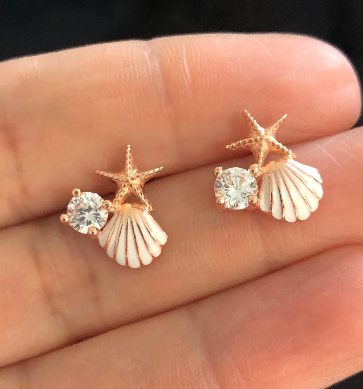 Sea shell studs with pearls