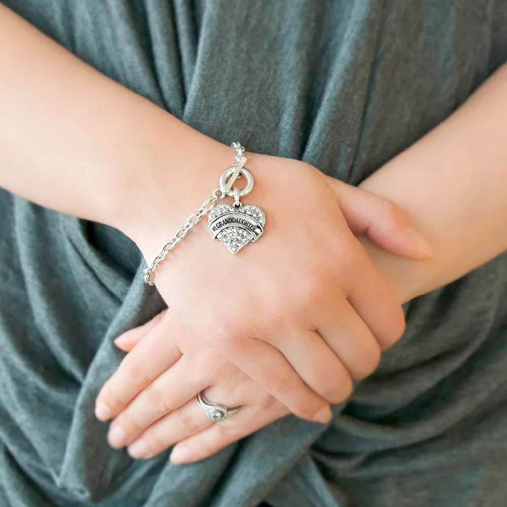 Silver #1 Granddaughter Pave Heart Charm Toggle Bracelet