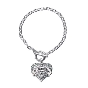 Silver #1 Granddaughter Pave Heart Charm Toggle Bracelet