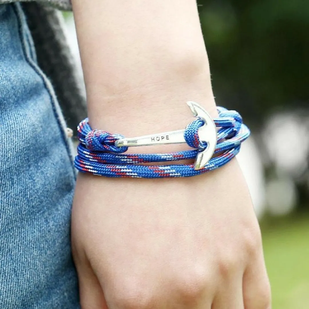 Silver Alloy Anchor Bracelet