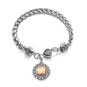 Silver Baker Beach Circle Charm Braided Bracelet