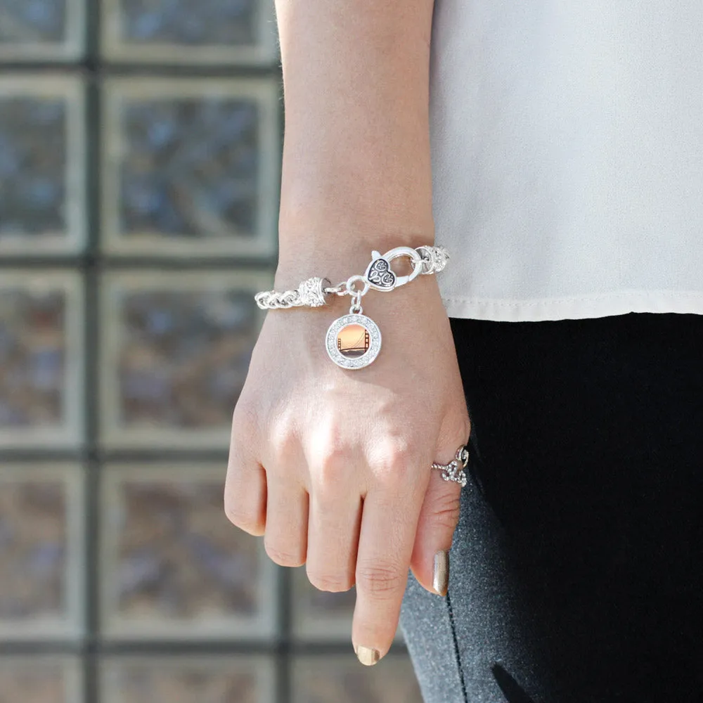 Silver Baker Beach Circle Charm Braided Bracelet