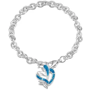 Silver Bracelet Women's Classic Opal Pendant Bracelet