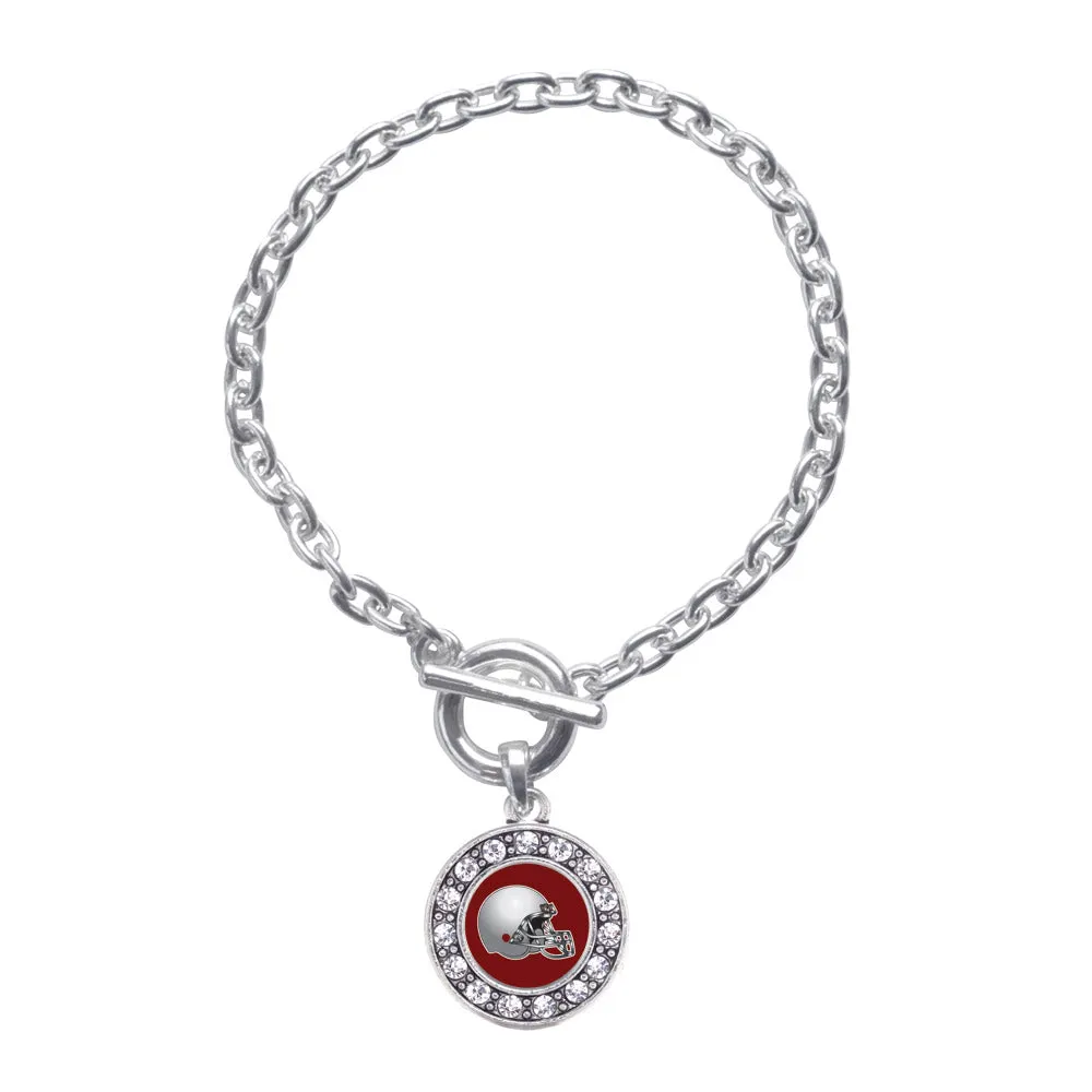 Silver Burgundy and Grey Team Helmet Circle Charm Toggle Bracelet
