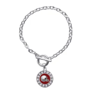 Silver Burgundy and Grey Team Helmet Circle Charm Toggle Bracelet