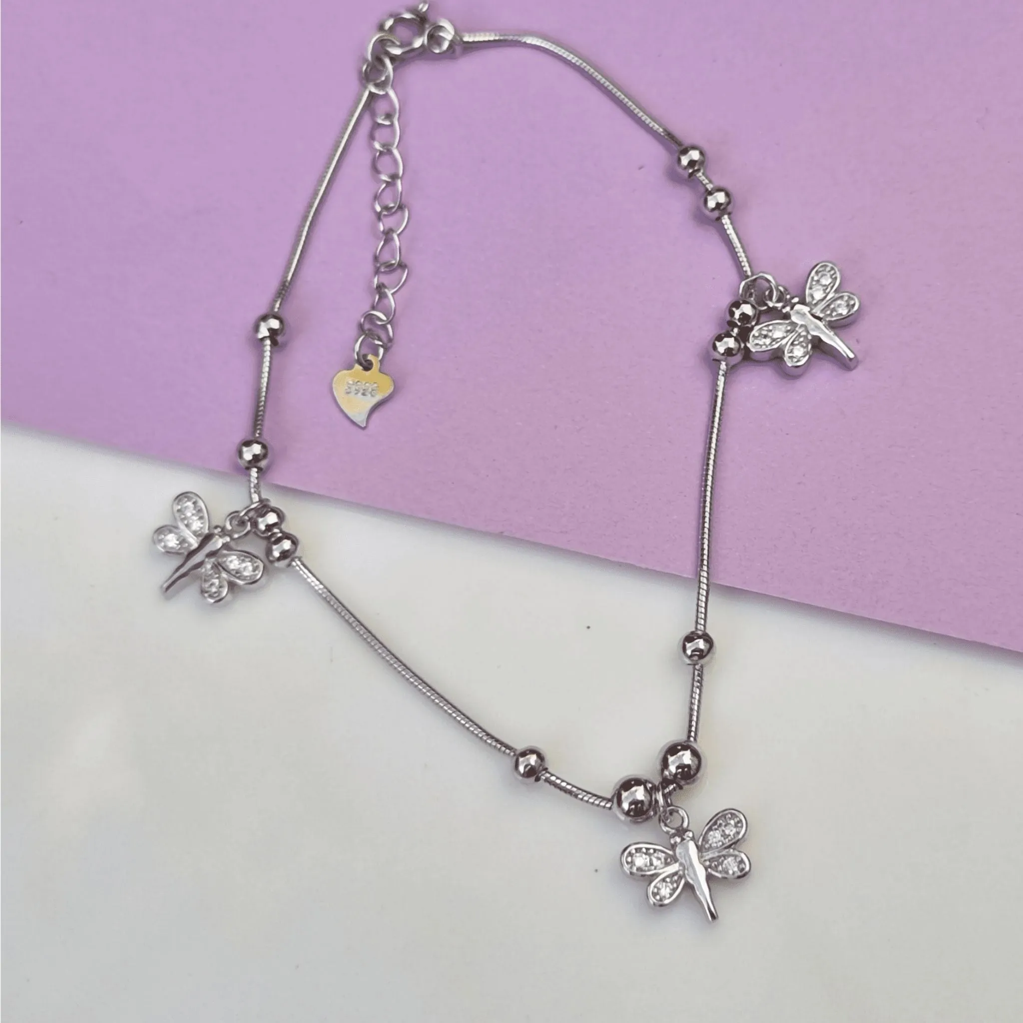 Silver Butterfly Charm Adjustable Bracelet