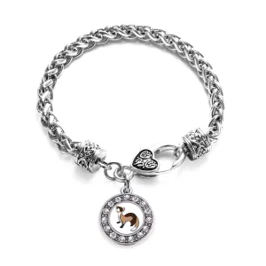 Silver Ferret Circle Charm Braided Bracelet