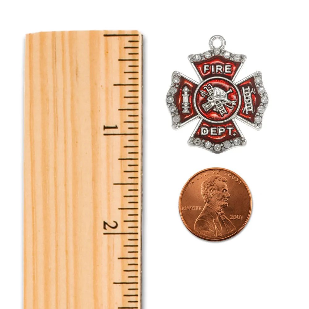 Silver Firefighter Badge Charm Toggle Bracelet
