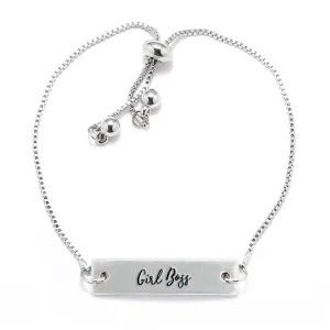 Silver Girl Boss Adjustable Bar Bracelet