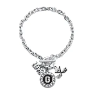 Silver Golf - Sports Initial G Circle Charm Toggle Bracelet