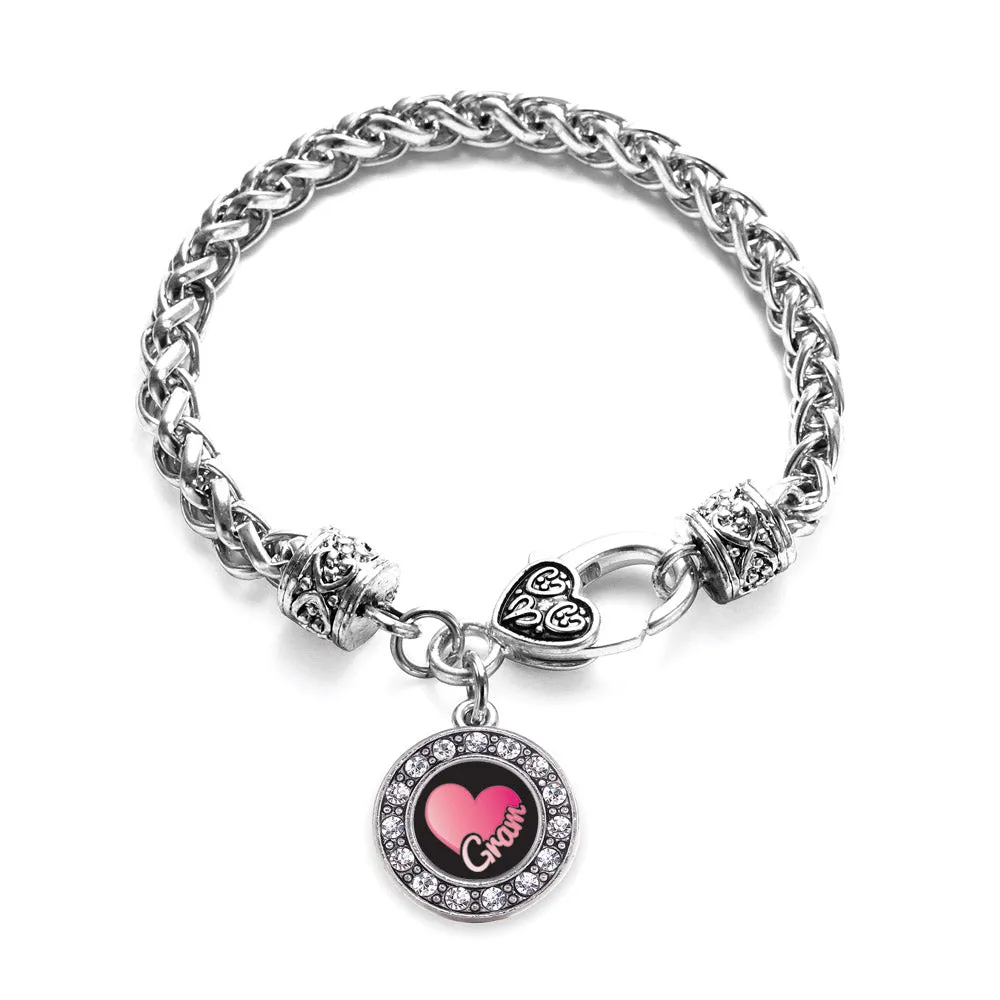 Silver Gram Circle Charm Braided Bracelet