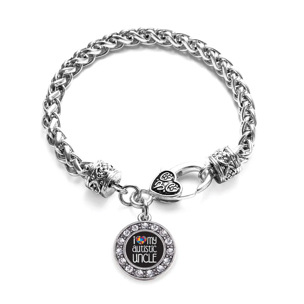 Silver I Love My Autistic Uncle Circle Charm Braided Bracelet