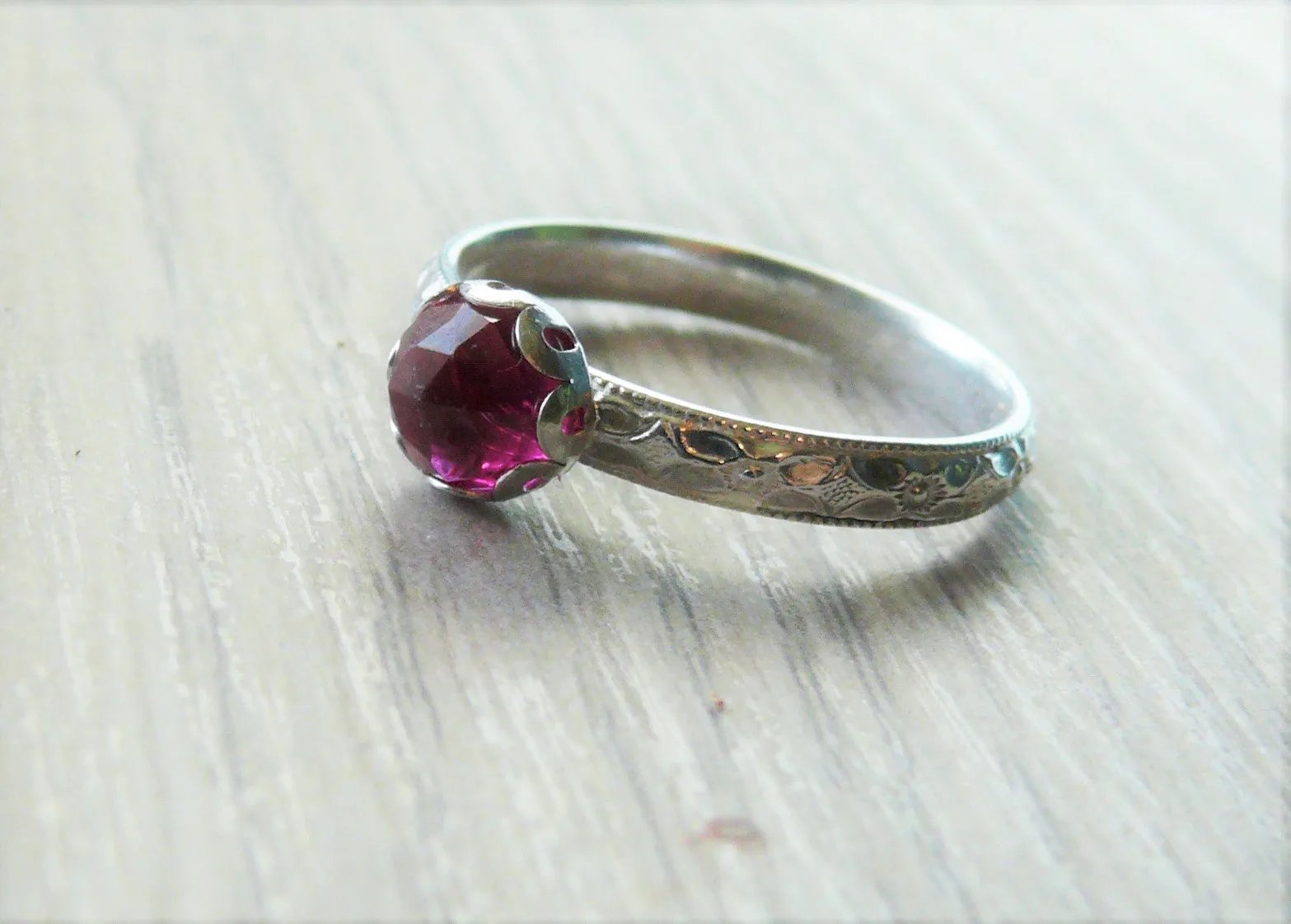 Silver Lab Ruby Ring