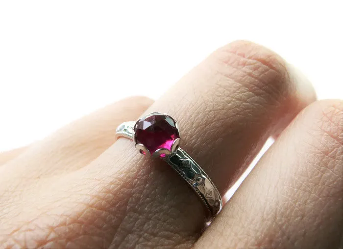 Silver Lab Ruby Ring
