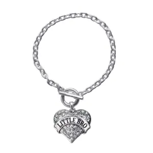 Silver Little Bro Pave Heart Charm Toggle Bracelet