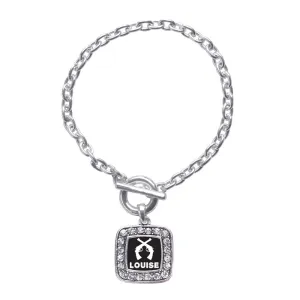 Silver Louise Square Charm Toggle Bracelet