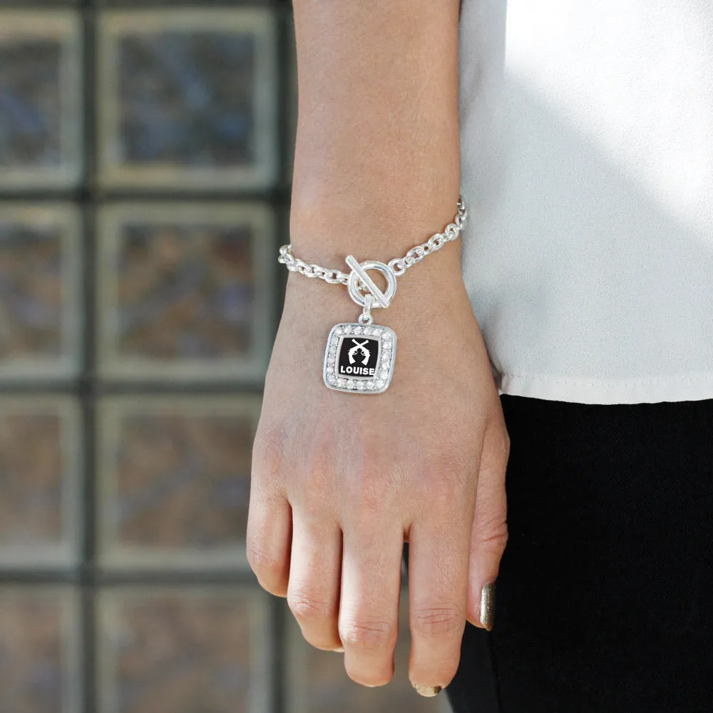 Silver Louise Square Charm Toggle Bracelet